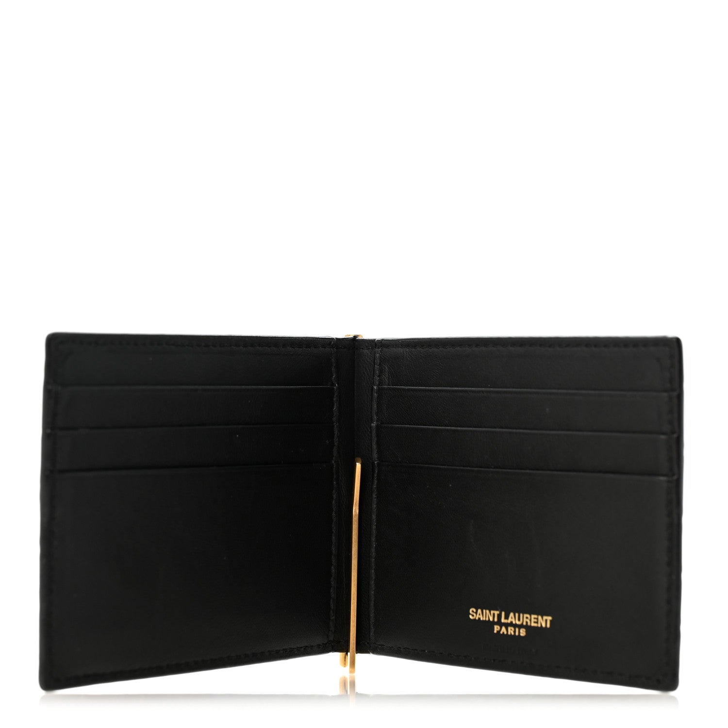 Saint Laurent Calfskin Crocodile Embossed Tiny Monogram Bill Clip Wallet Black 5 of 7