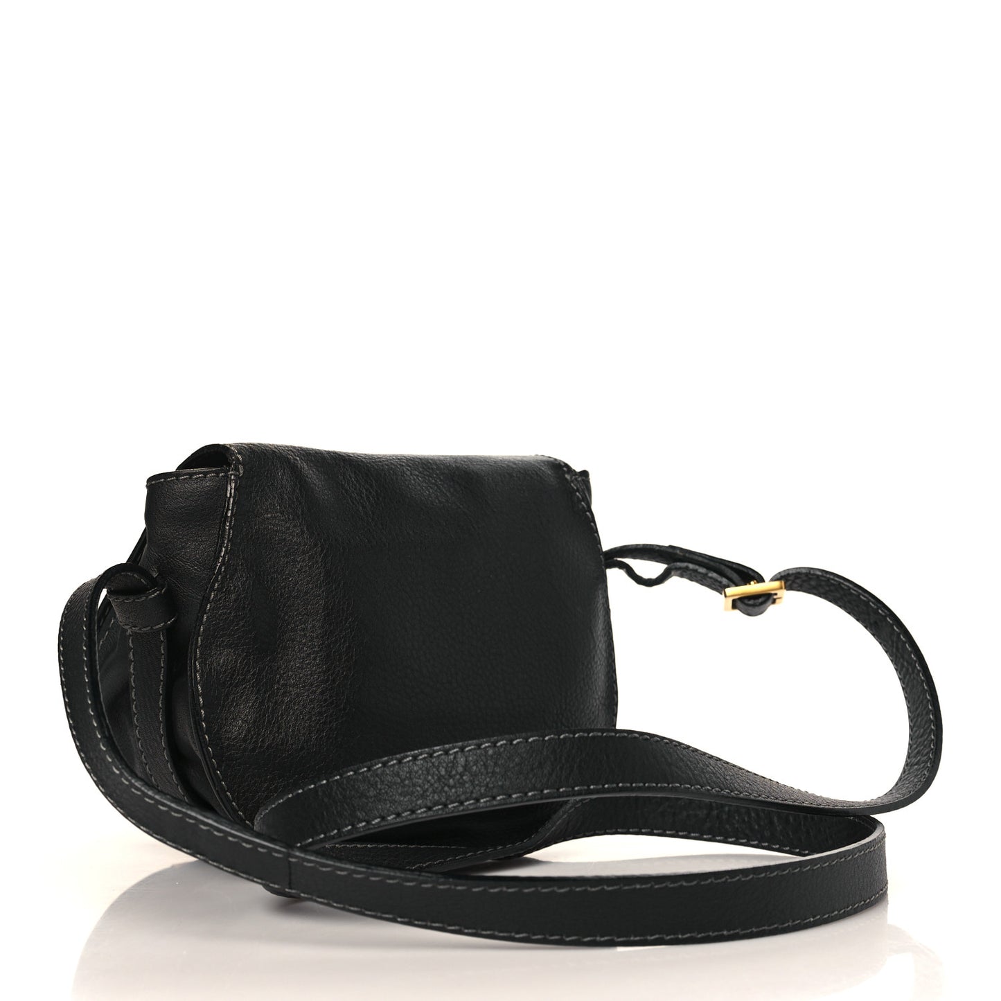 Calfskin Mini Marcie Round Crossbody Bag Black