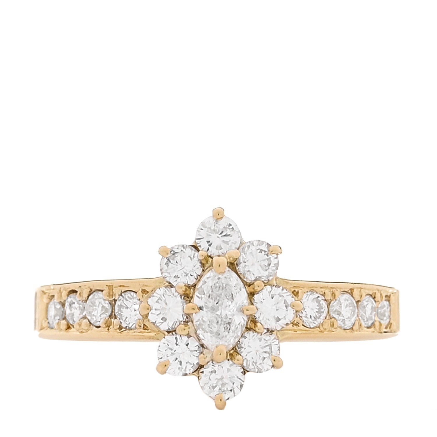 Parker & West by FASHIONPHILE 18K Yellow Gold Diamond .19ctw Floral Ring 54 7 1 of 9