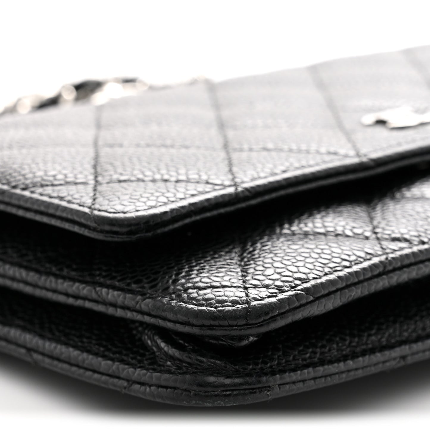 Caviar Quilted Wallet on Chain WOC Black