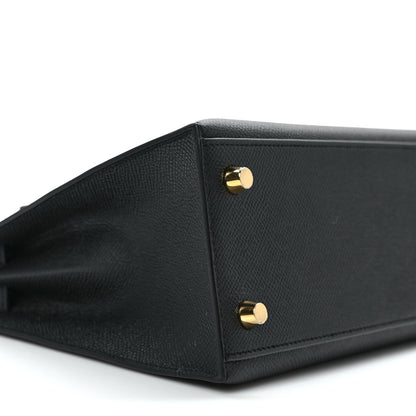 Hermes Epsom Horseshoe Kelly Sellier 25 Black Lime 9 of 11