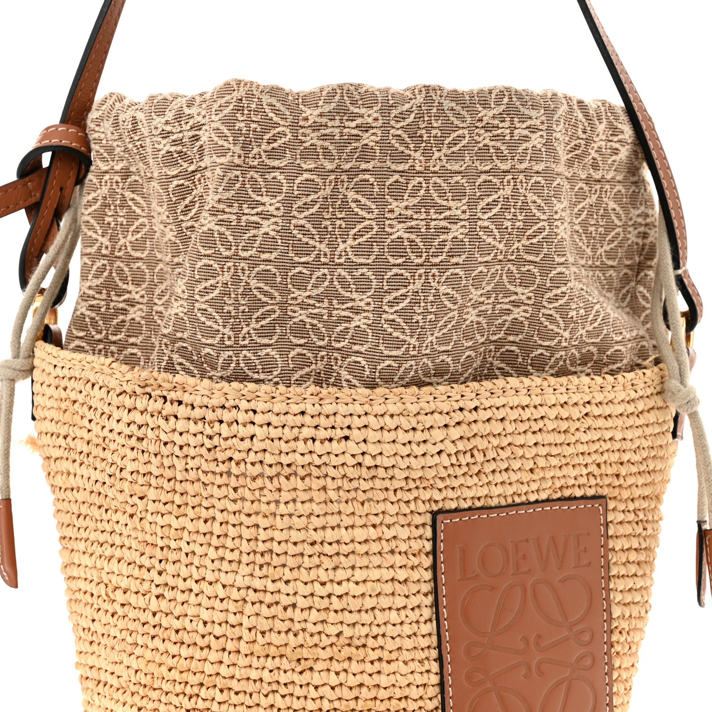 Calfskin Raffia Anagram Paulas Ibiza Pochette Bag Natural Tan