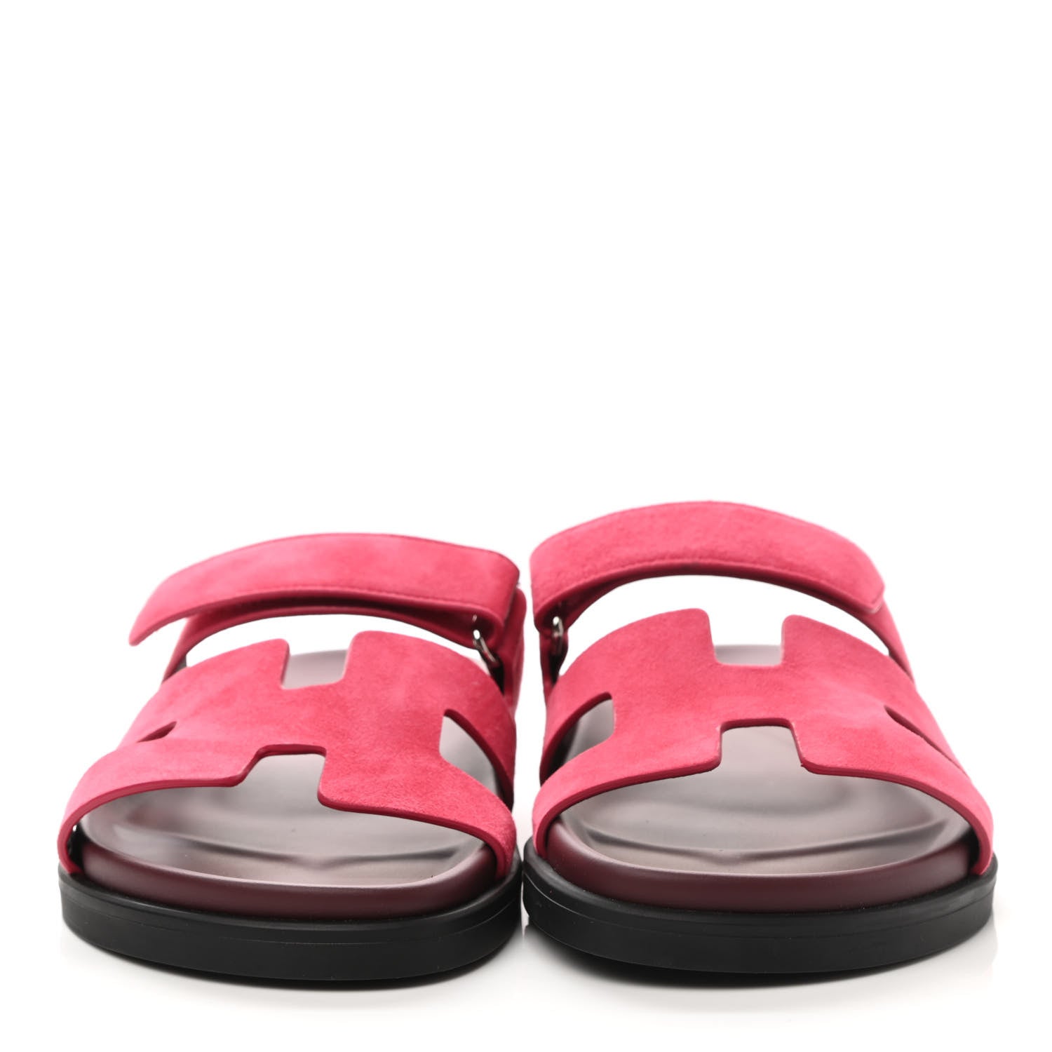 Hermes Suede Goatskin Womens Chypre Sandals 38.5 Rose Framboise 2 of 9