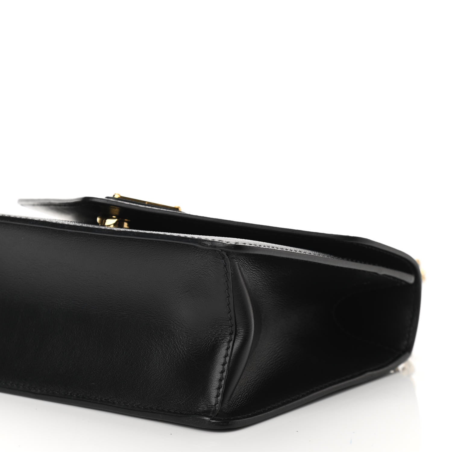 Prada Saffiano Soft Calfskin Metal Triangle Logo Envelope Chain Shoulder Bag Black 9 of 10