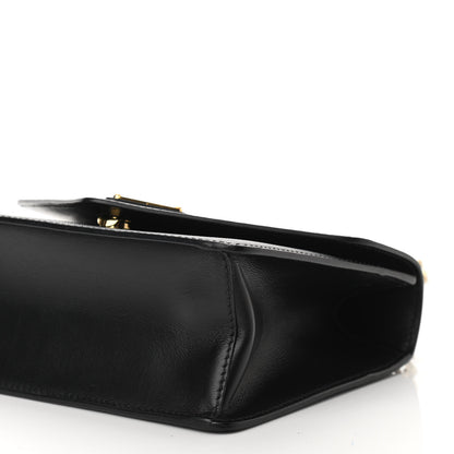 Prada Saffiano Soft Calfskin Metal Triangle Logo Envelope Chain Shoulder Bag Black 9 of 10