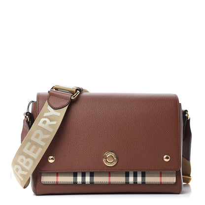 Burberry Calfskin Vintage Check Note Crossbody Bag Tan 1 of 9