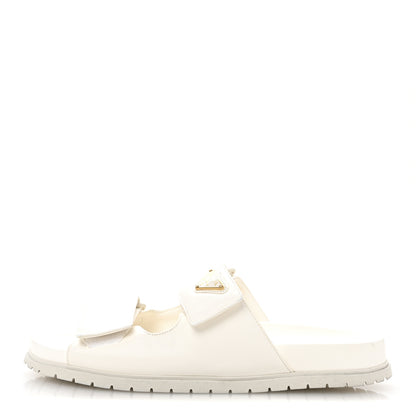 Prada Nappa Logo Velcro Strap Slide Sandals 38 Ivory 1 of 8