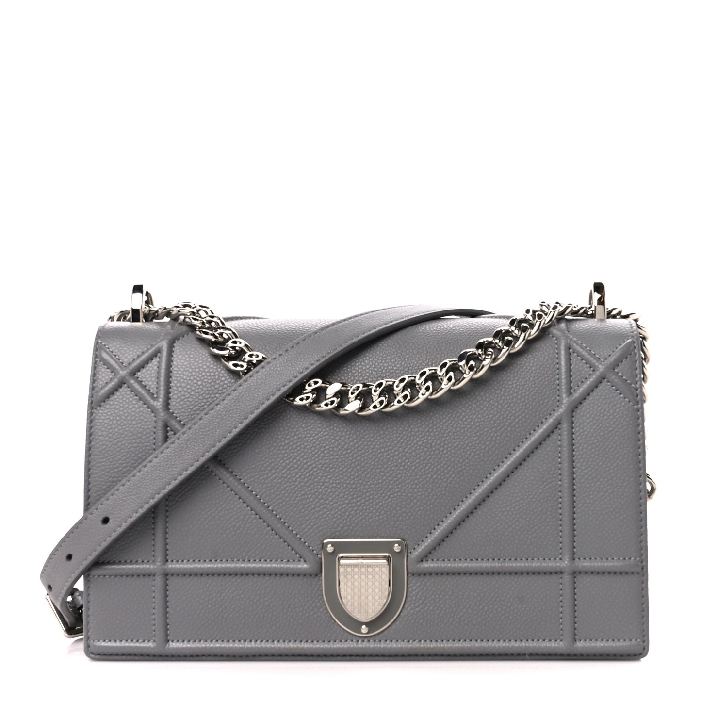 Grained Calfskin Medium Diorama Flap Bag Gris
