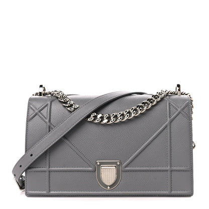 Christian Dior Grained Calfskin Medium Diorama Flap Bag Gris 1 of 10