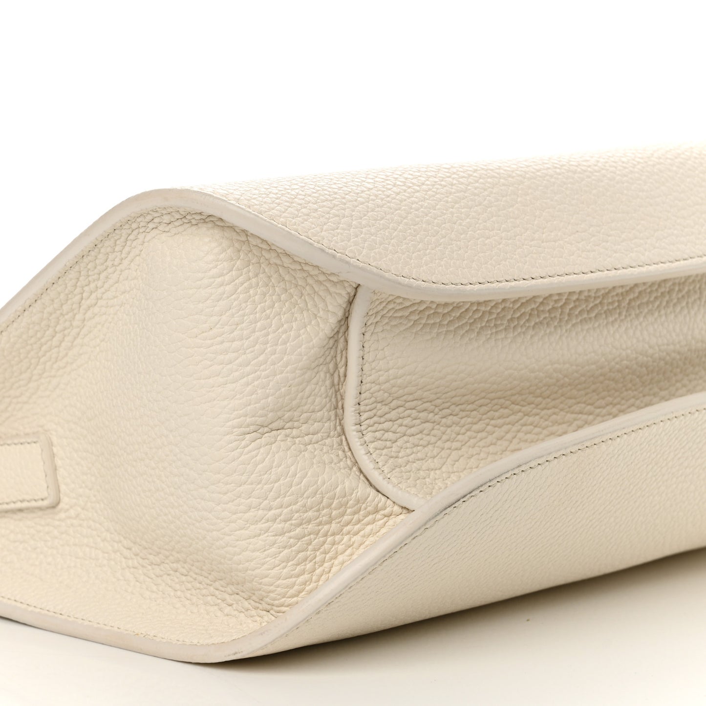 Grained Calfskin Large T Clasp Tara Crossbody Bag White
