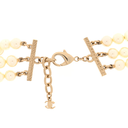 Chanel Graduated Pearl Studded CC Multi Strand Long Necklace Gold 4 of 4