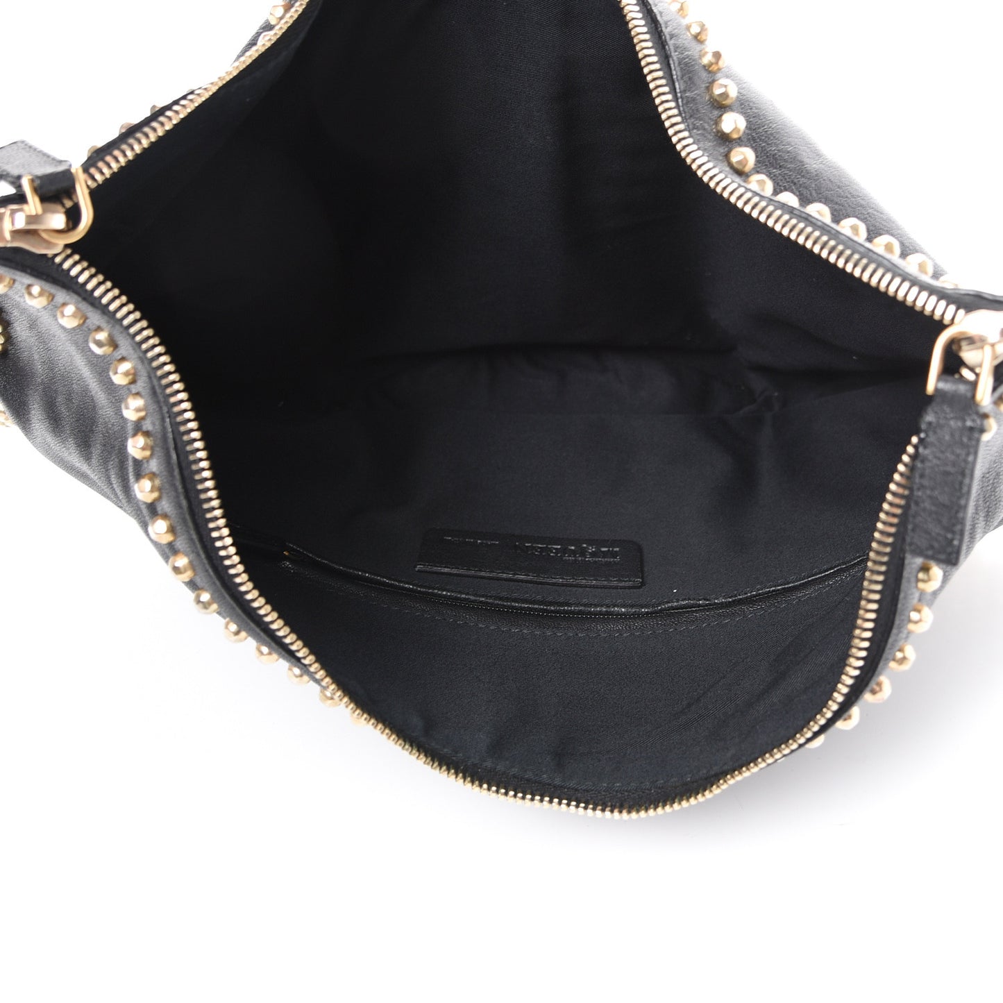 Calfskin Studded De Manta Clutch Black