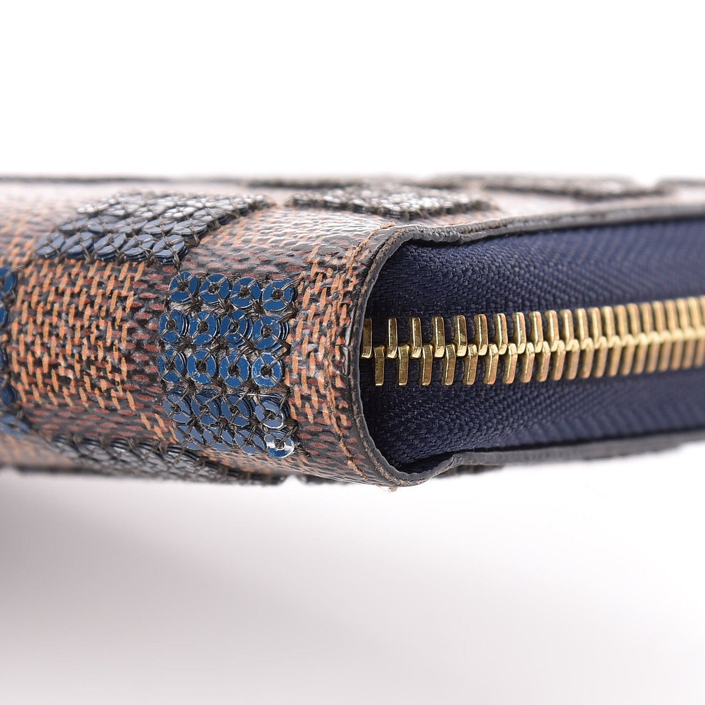Damier Paillettes Zippy Wallet Blue