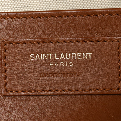 Saint Laurent Canvas Calfskin Baby Monogram Downtown Cabas Greggio Brick 6 of 10