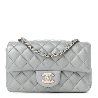 Chanel Metallic Lambskin Quilted Mini Rectangular Flap Silver 1 of 10