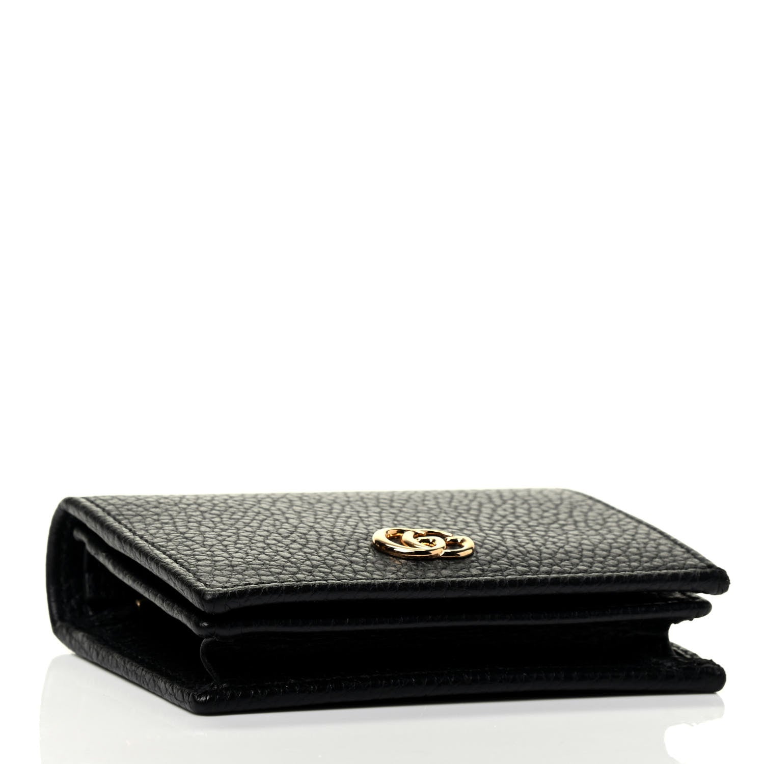 Gucci Pebbled Calfskin GG Marmont Card Case Black 3 of 4