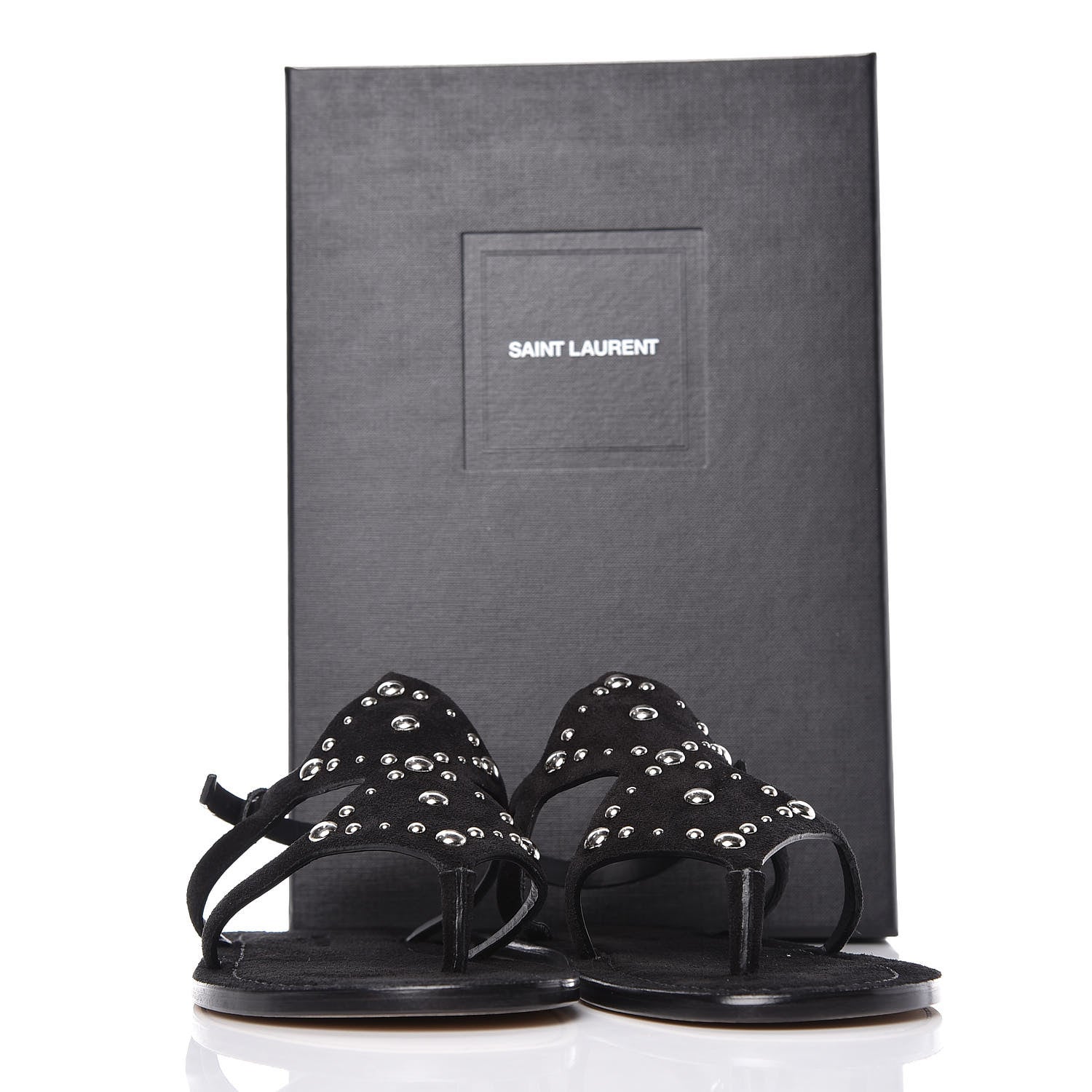 Saint Laurent Suede Studded Ella Sandals 39 Black 8 of 8