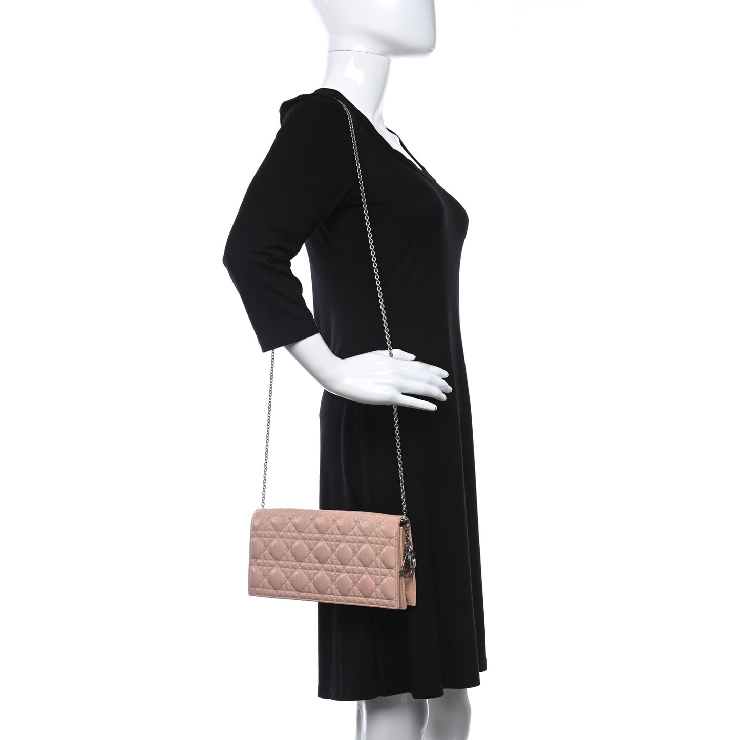 Patent Cannage Lady Dior Convertible Clutch Light Pink