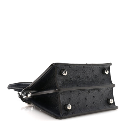 Fendi Ostrich Shiny Nappa Petite Peekaboo I SEE U Satchel Dark Blue 4 of 10
