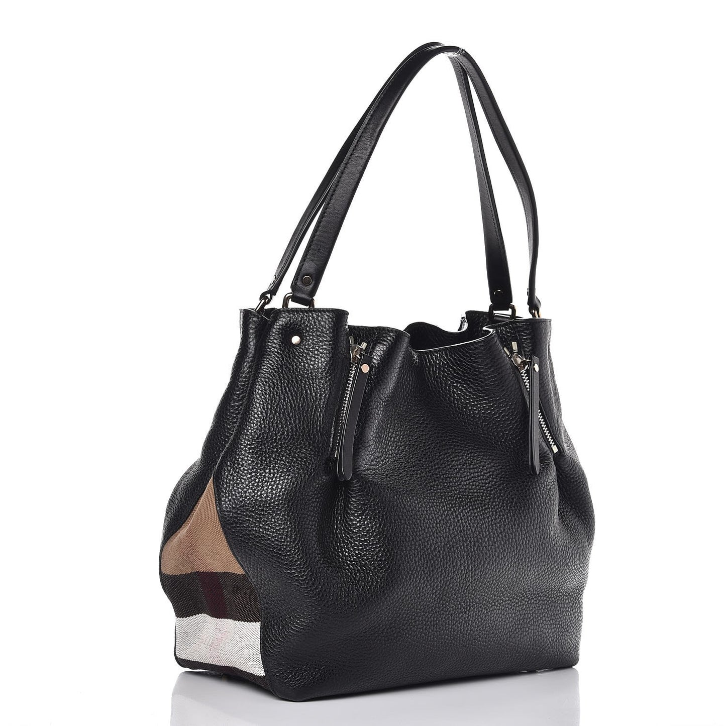 Grainy Calfskin House Check Medium Maidstone Black