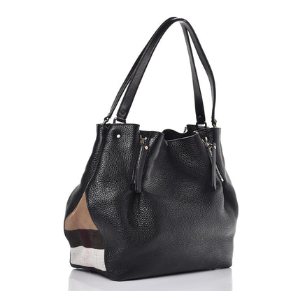Burberry Grainy Calfskin House Check Medium Maidstone Black 3 of 8