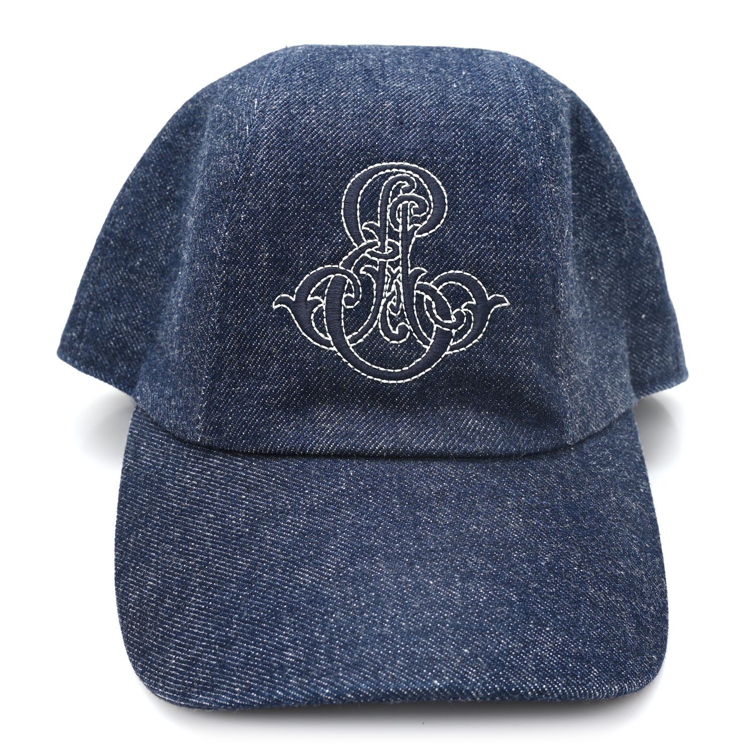 Hermes Denim Embroidered Davis Emile Hat 56 Indigo 3 of 9