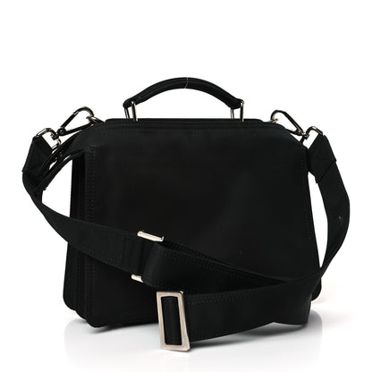 Fendi Nylon Vitello Cover Logo Embossed Mini Peekaboo I SEE U Satchel Black White 4 of 12
