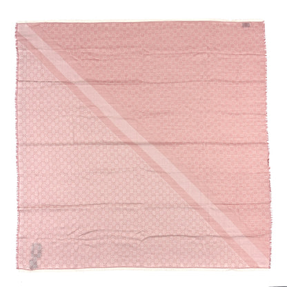 Gucci Wool Silk Monogram GGWeb Fringe Shawl Rose Ivory 1 of 3