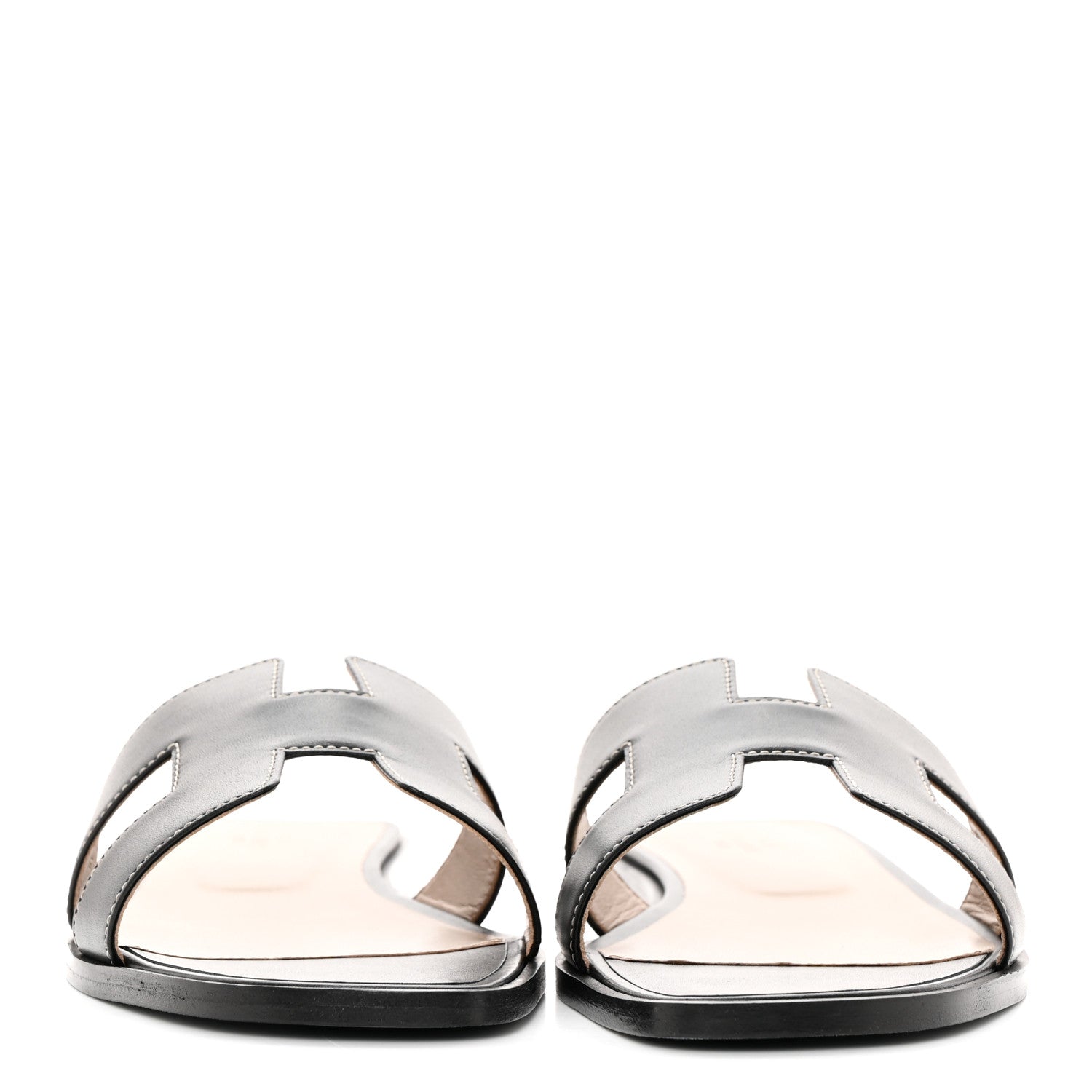 Hermes Box Calfskin Oran Sandals 40.5 Black 2 of 9