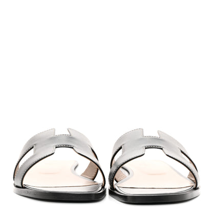 Hermes Box Calfskin Oran Sandals 40.5 Black 2 of 9