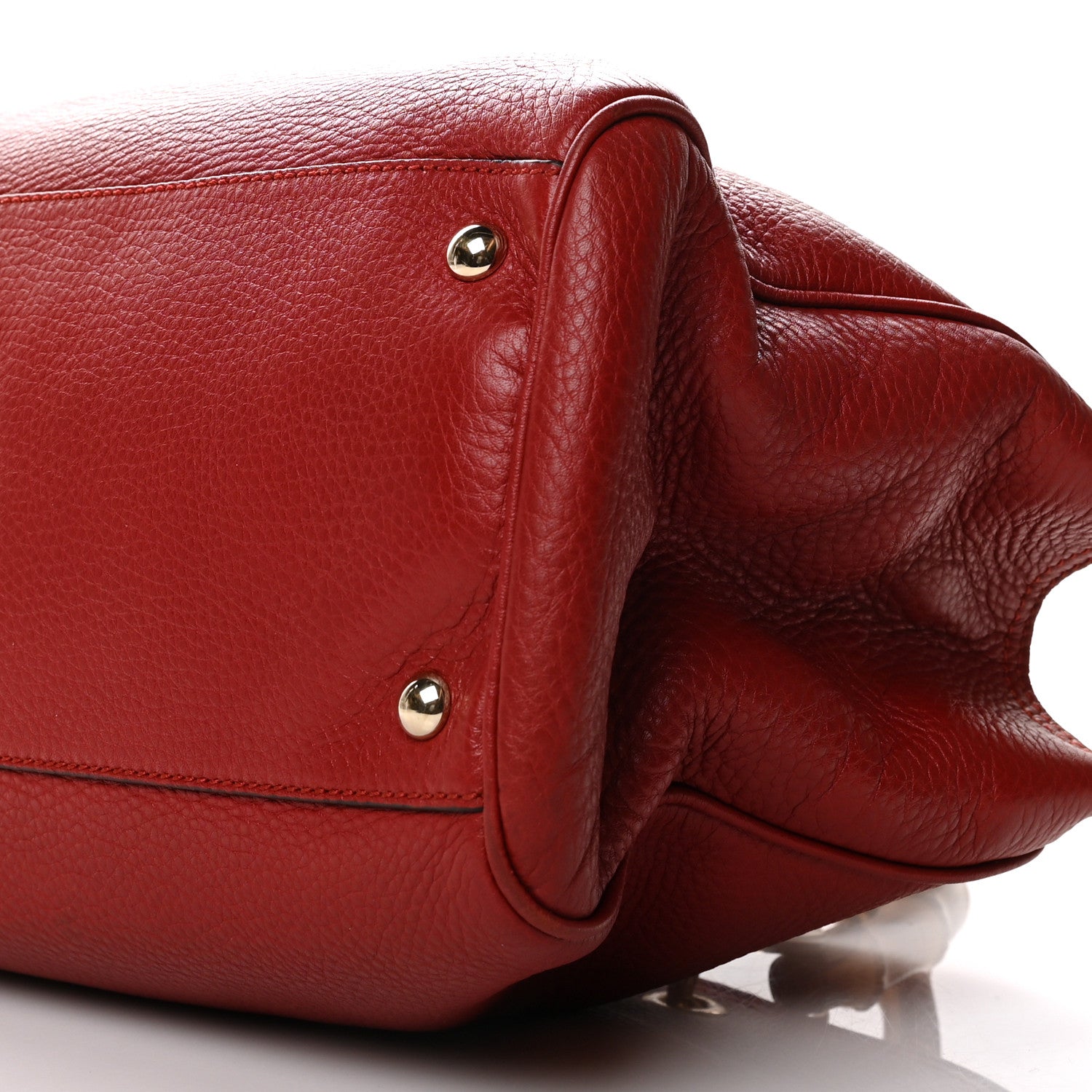 Gucci Pebbled Calfskin Medium Bamboo Shopper Tote Red 11 of 14