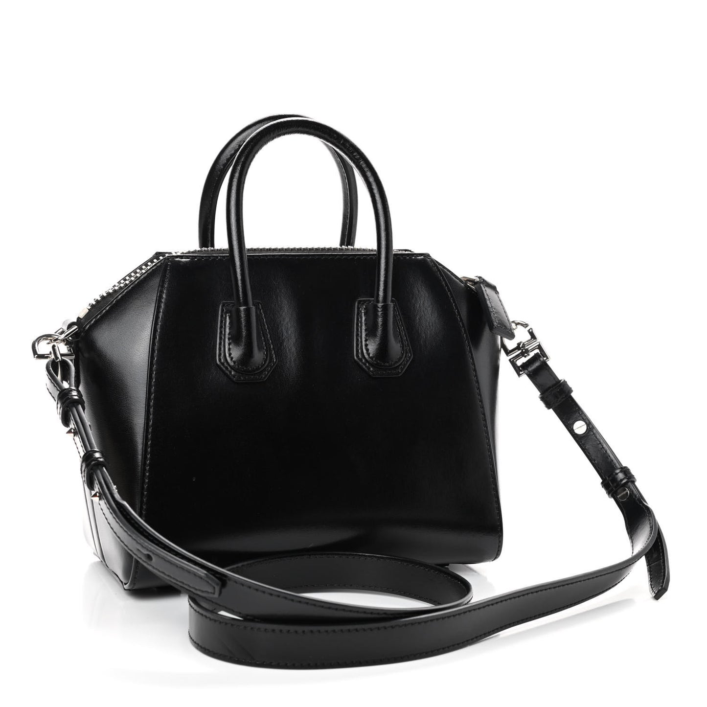 Shiny Lord Calfskin Mini Antigona Black