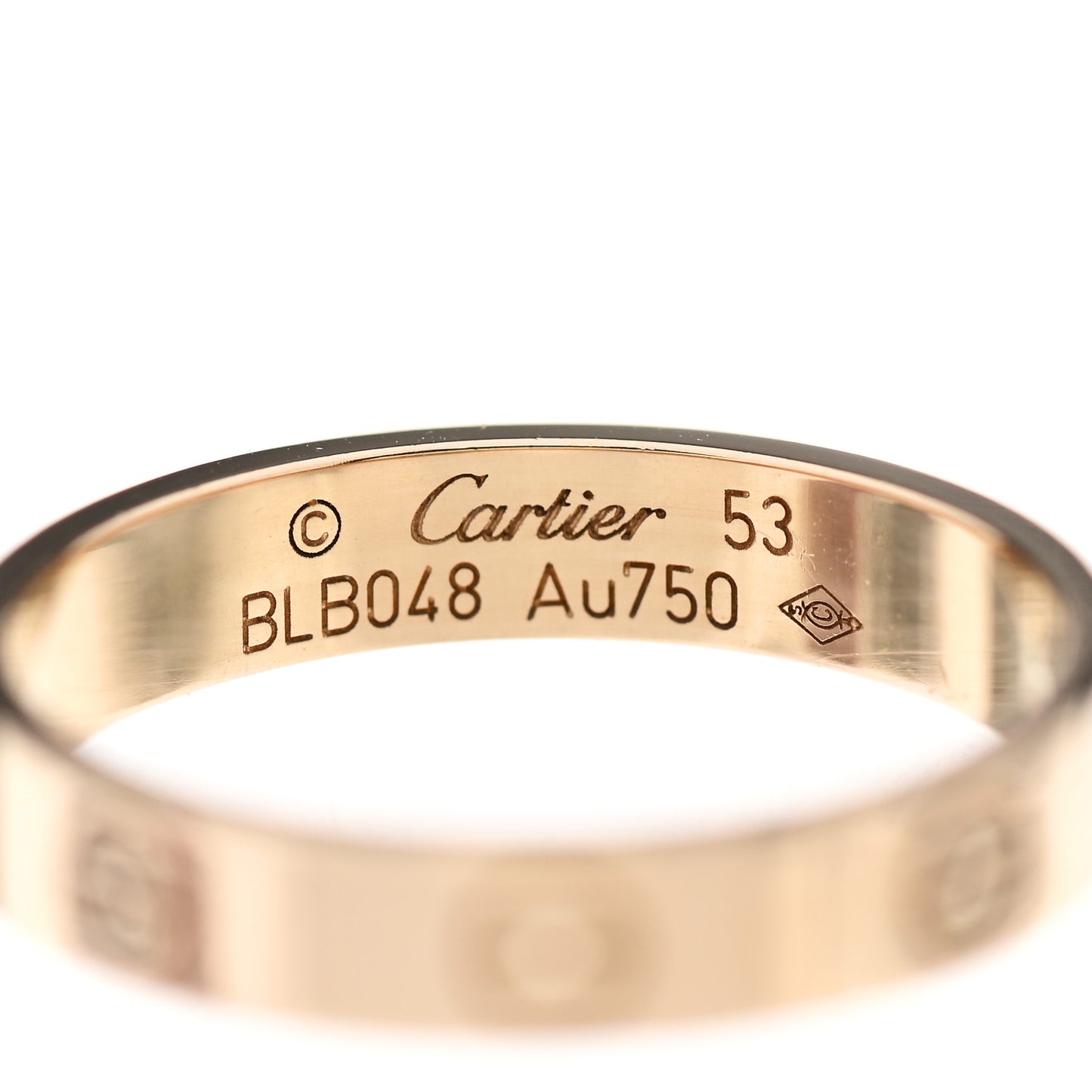 18K Yellow Gold 3.5mm LOVE Wedding Band Ring 53 6.5