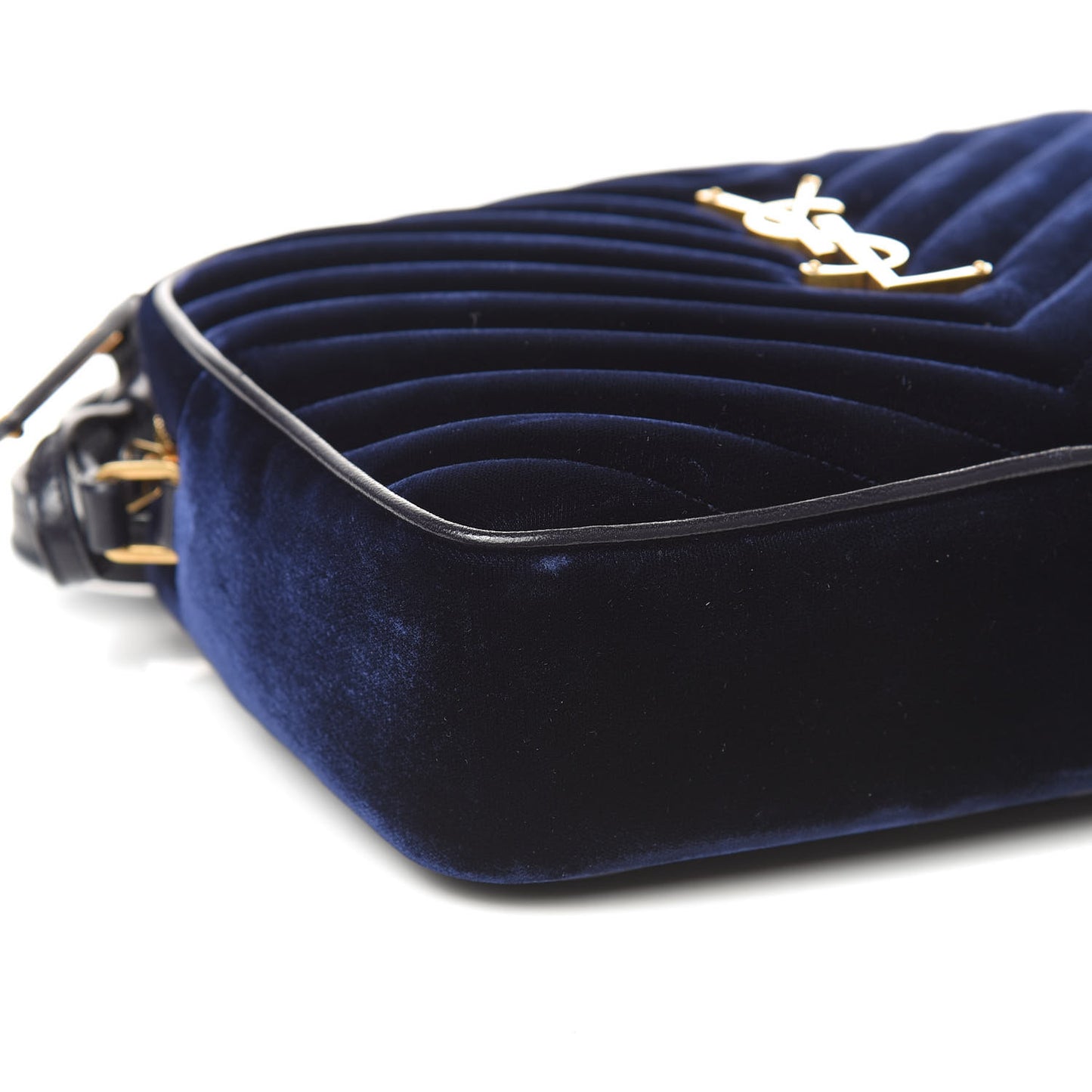 Velvet Matelasse Monogram Lou Camera Bag Navy
