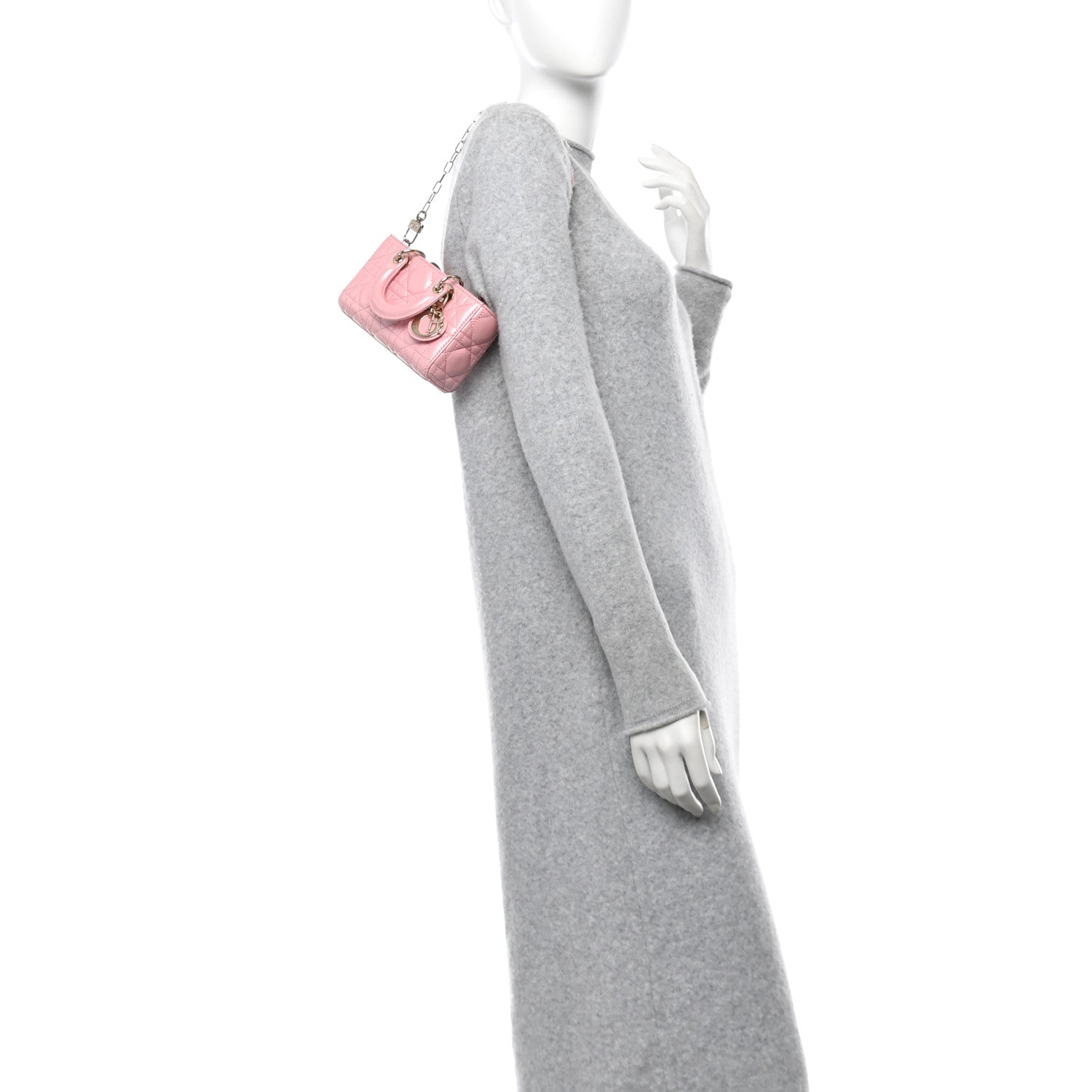 Christian Dior Metallic Lambskin Cannage Micro Lady D-Joy Pink 2 of 11