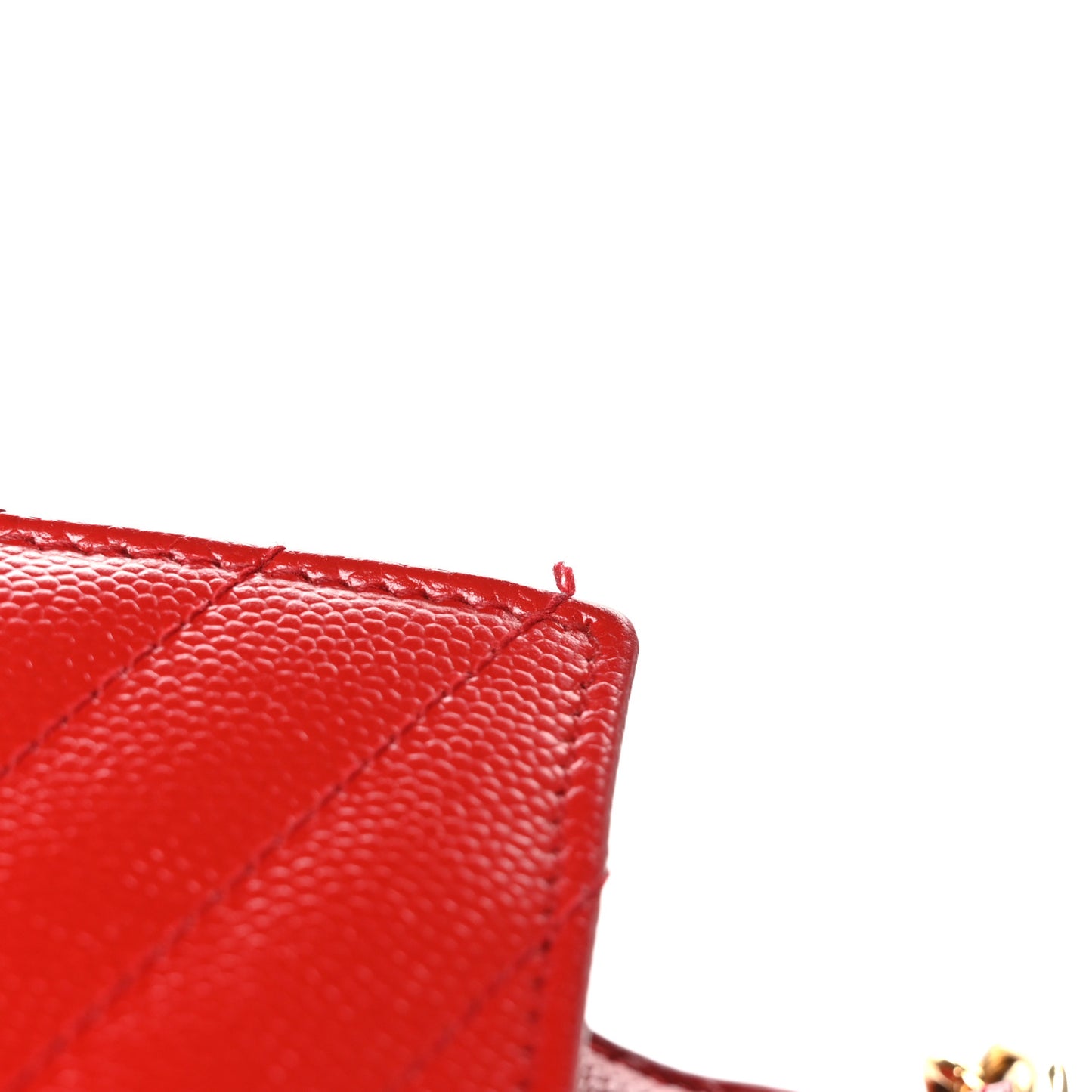 Grain De Poudre Matelasse Chevron Monogram Chain Wallet Red