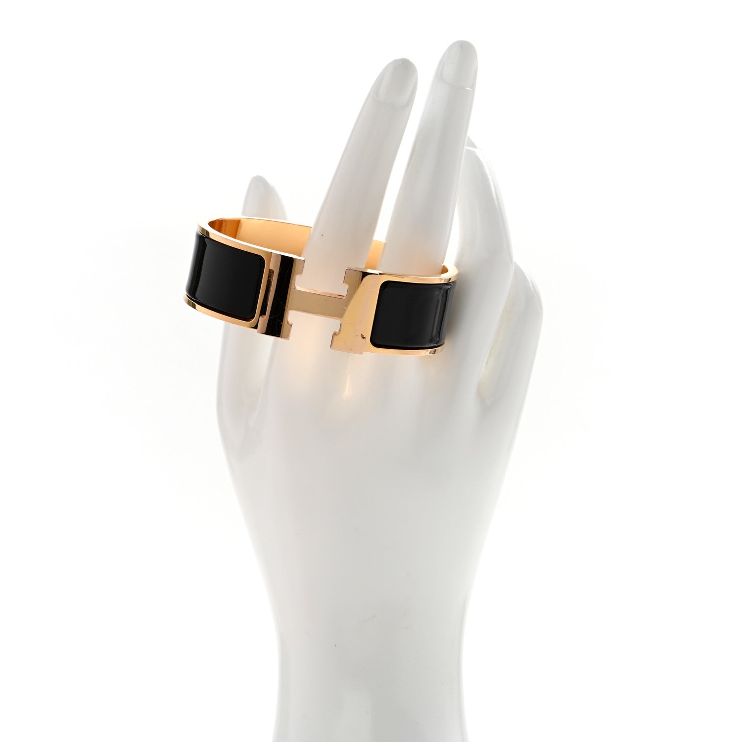 Hermes Enamel Wide Clic Clac H Bracelet GM Black 2 of 6