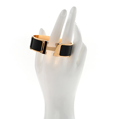 Hermes Enamel Wide Clic Clac H Bracelet GM Black 2 of 6