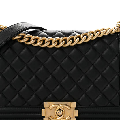 Chanel Lambskin Quilted Medium Boy Flap Black 8 of 13
