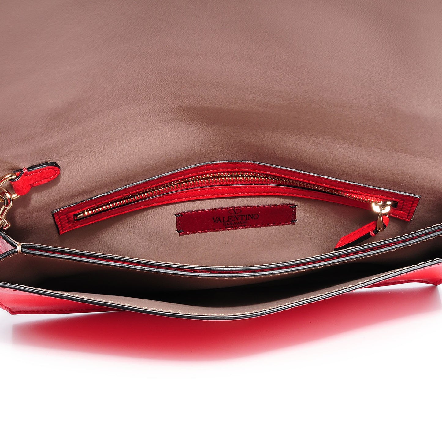 Nappa Leather Rockstud Clutch Deep Orange