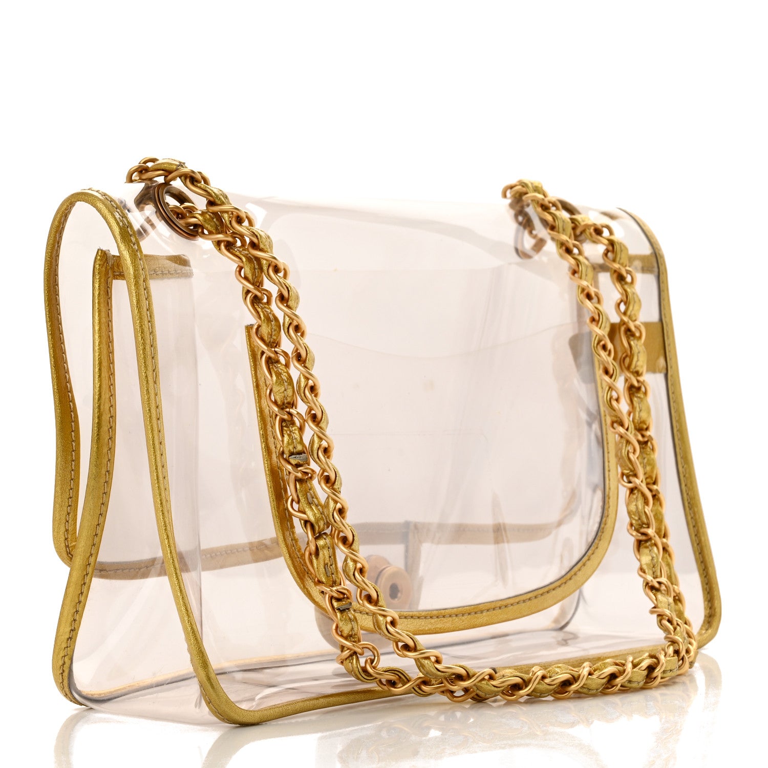 Chanel Metallic Lambskin PVC Medium Naked Flap Gold 3 of 12