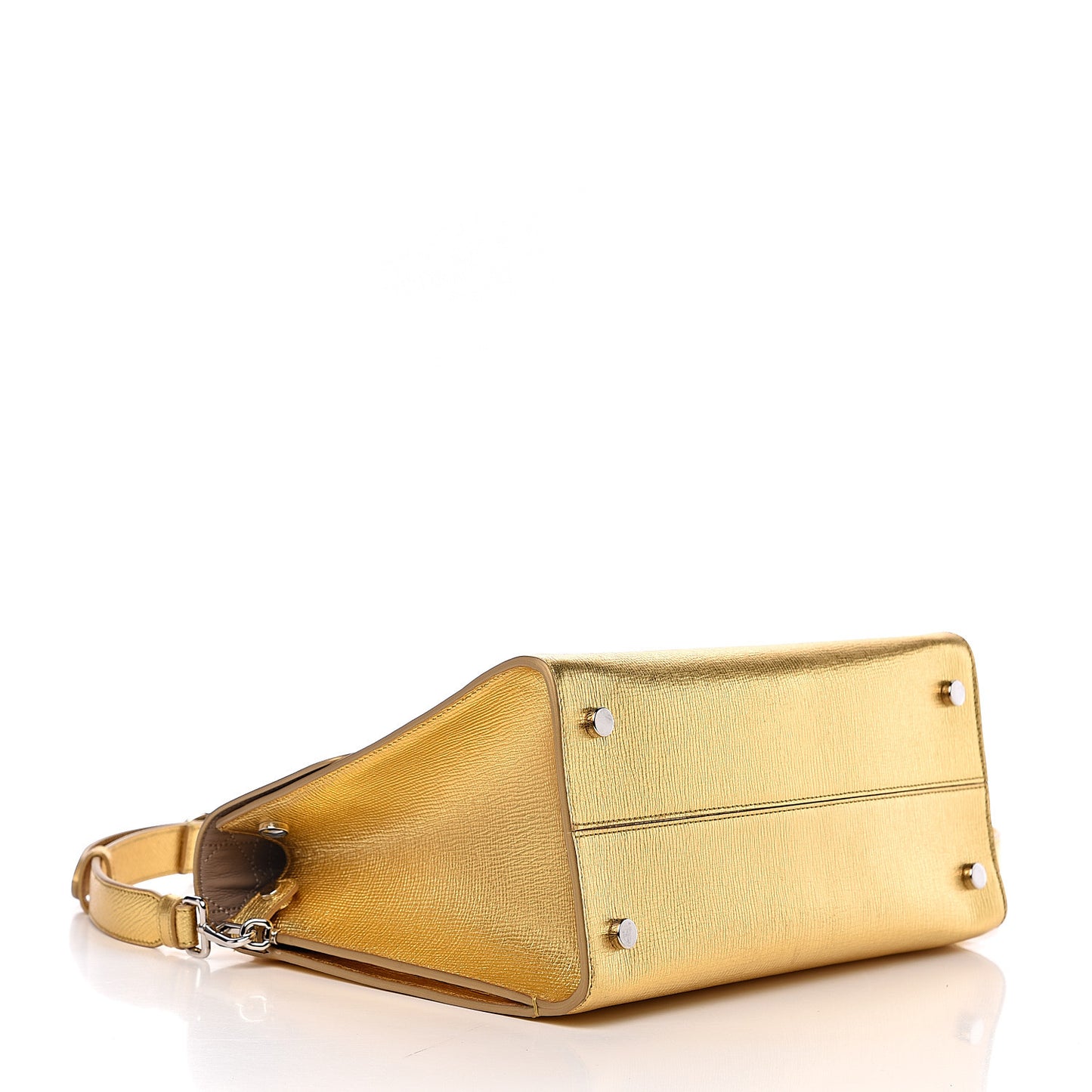 Metallic Goatskin Medium Diorever Flap Gold