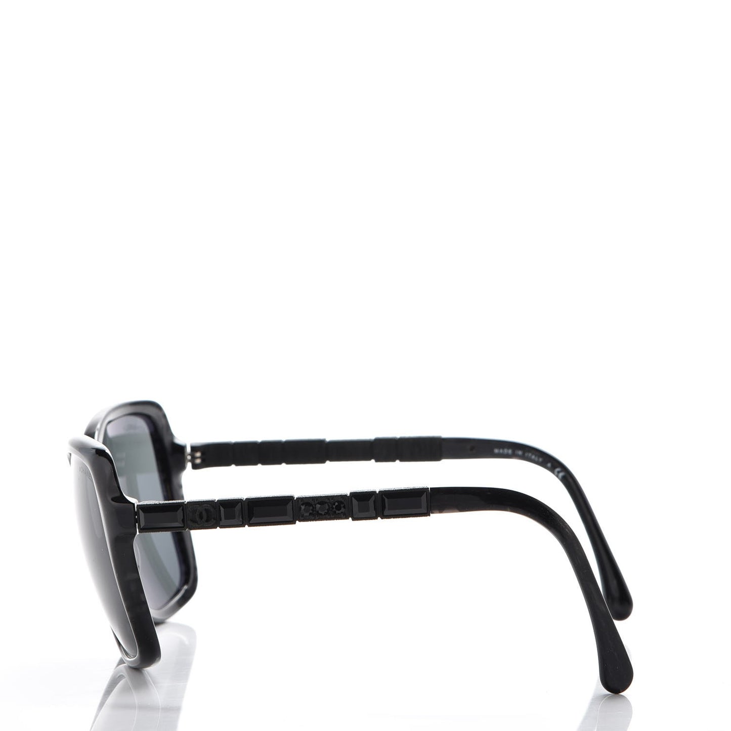 Baguette Crystal Polarized Square Sunglasses 5308-B Black