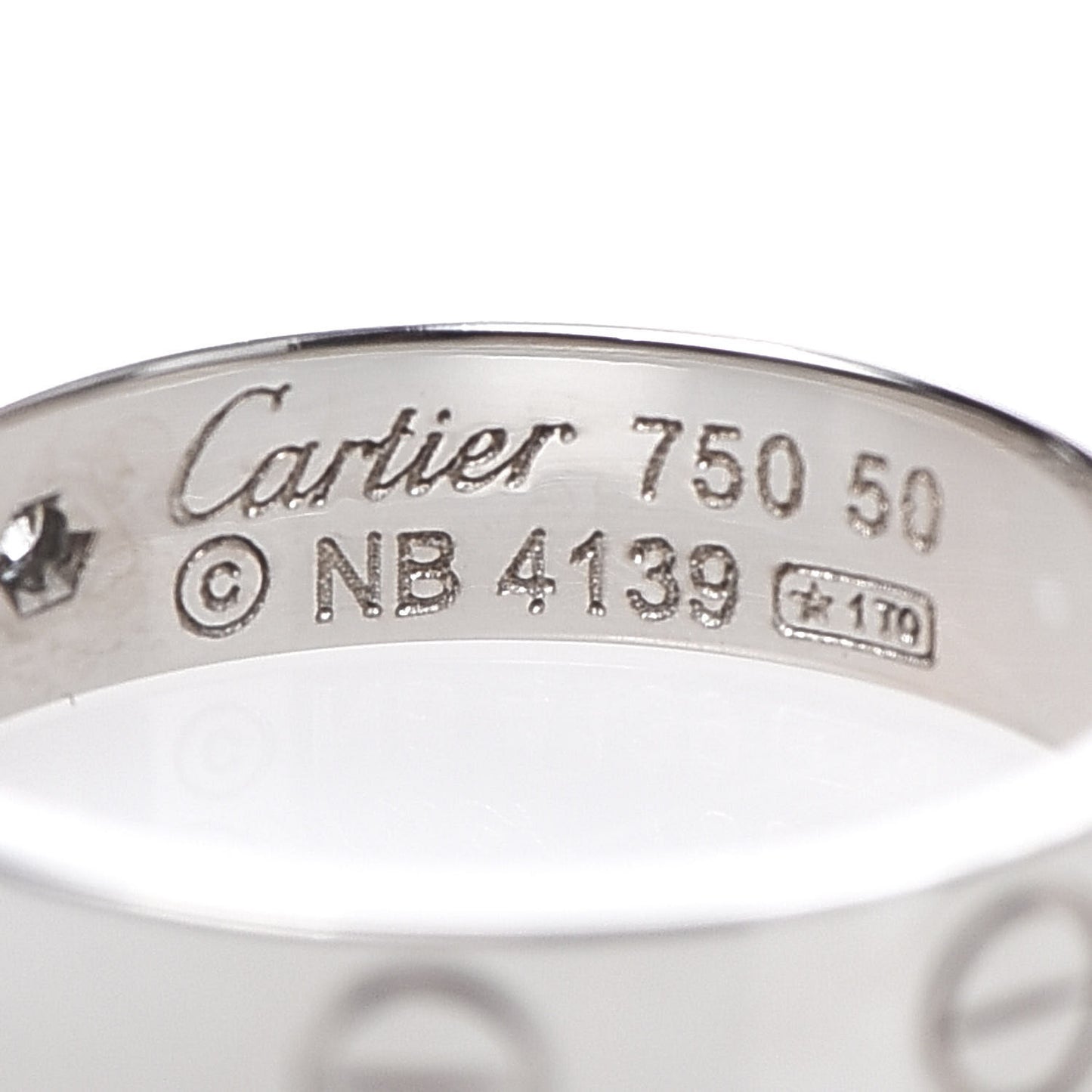 18K White Gold Diamond 4mm LOVE Wedding Band Ring 50 5.25