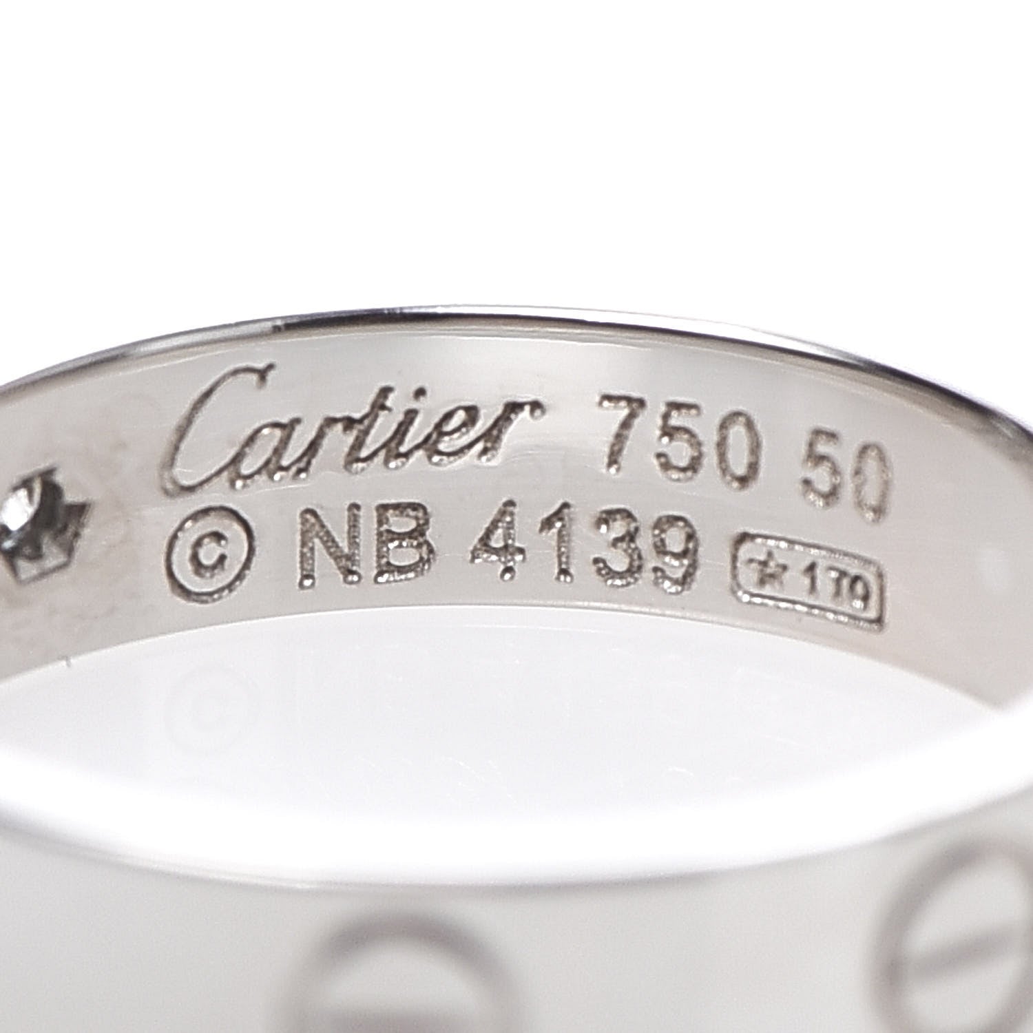 Cartier 18K White Gold Diamond 4mm LOVE Wedding Band Ring 50 5.25 4 of 4