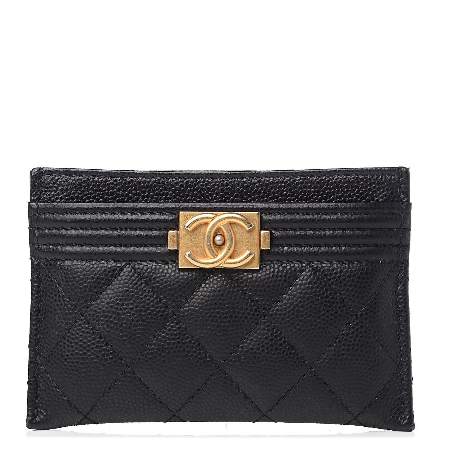 Caviar Quilted Boy Card Holder Black