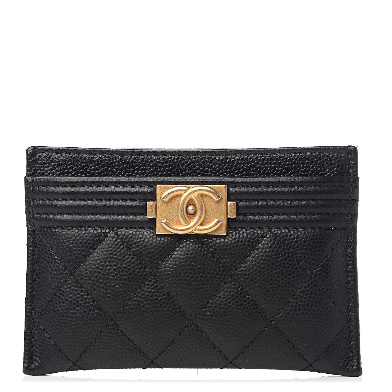Chanel Caviar Quilted Boy Card Holder Black 1 of 9