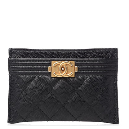 Chanel Caviar Quilted Boy Card Holder Black 1 of 9