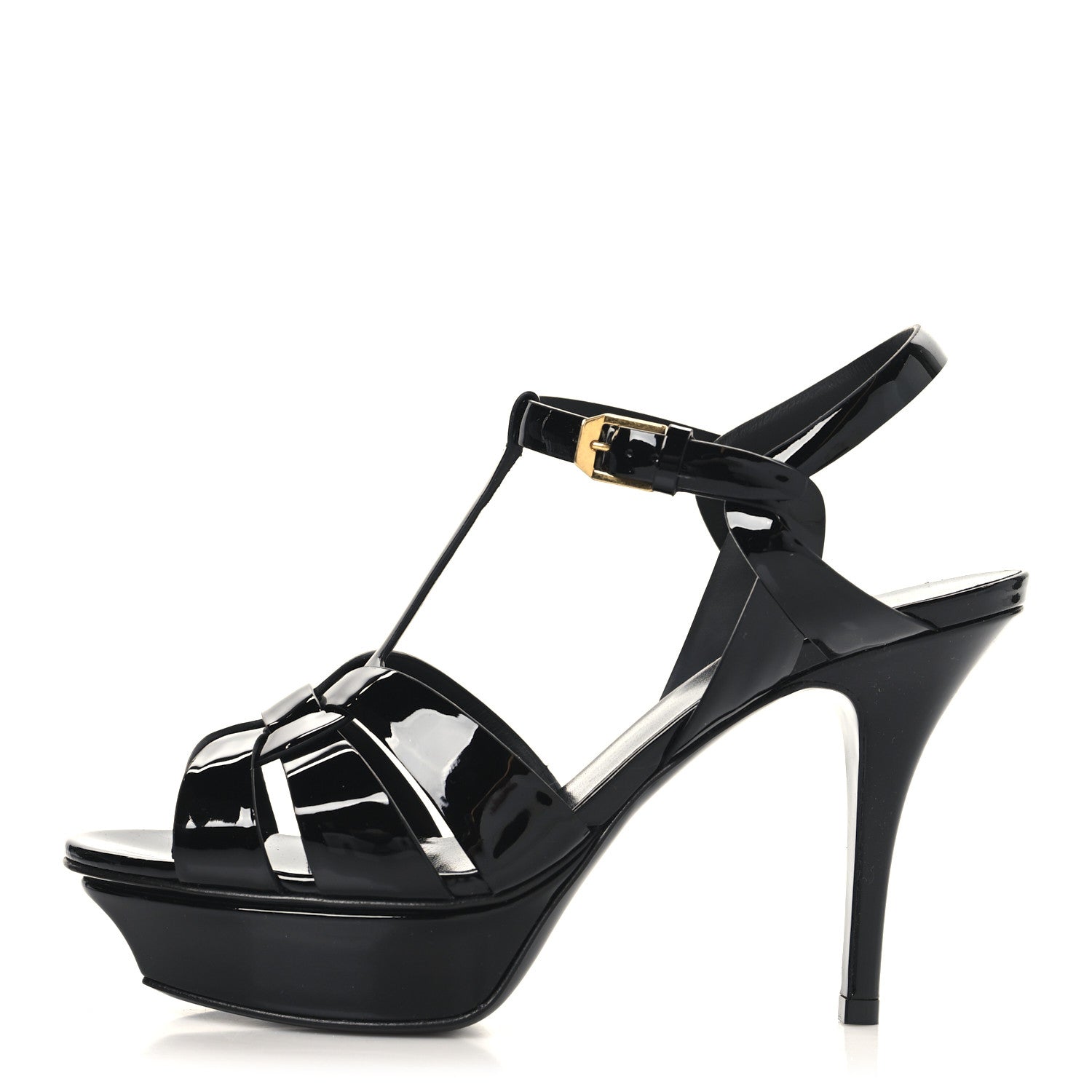Saint Laurent Patent Tribute 75 Platform Sandals 37.5 Black 1 of 9