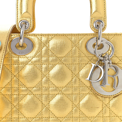 Christian Dior Metallic Grained Calfskin Cannage Small Lucky Badges My Lady Dior Gold 11 of 11
